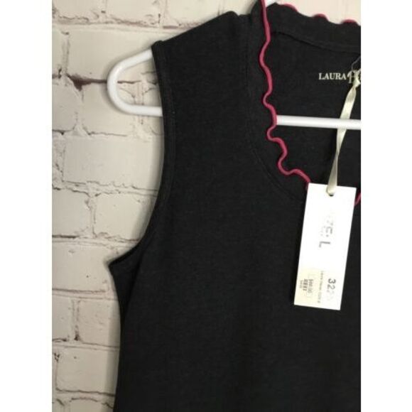 Laura Hlavac Dress Womens Size Large Ruffly Sheath Gray/Black Sleeveless Neutral - Picture 3 of 10